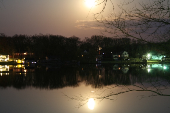 The moon over the lake last night. . .magical.
